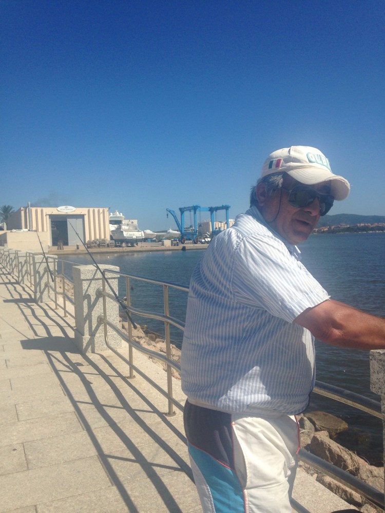 He was standing there, like the Old man and the Sea, with fishing Rods. I stopped and 4hours later we stopped fishing