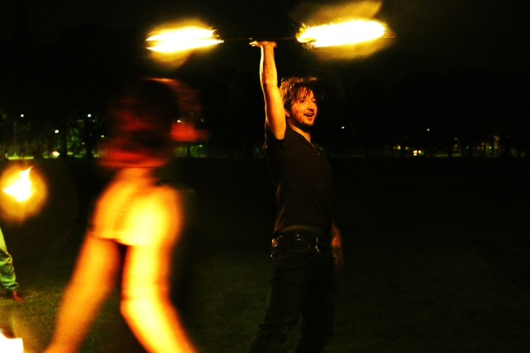 Spinning fire up high